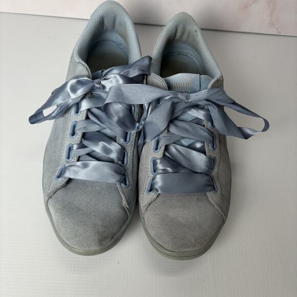 Puma Womens Vikky Ribbon Sneaker Cerulean Blue Size 8.5 Suede - Picture 1 of 7